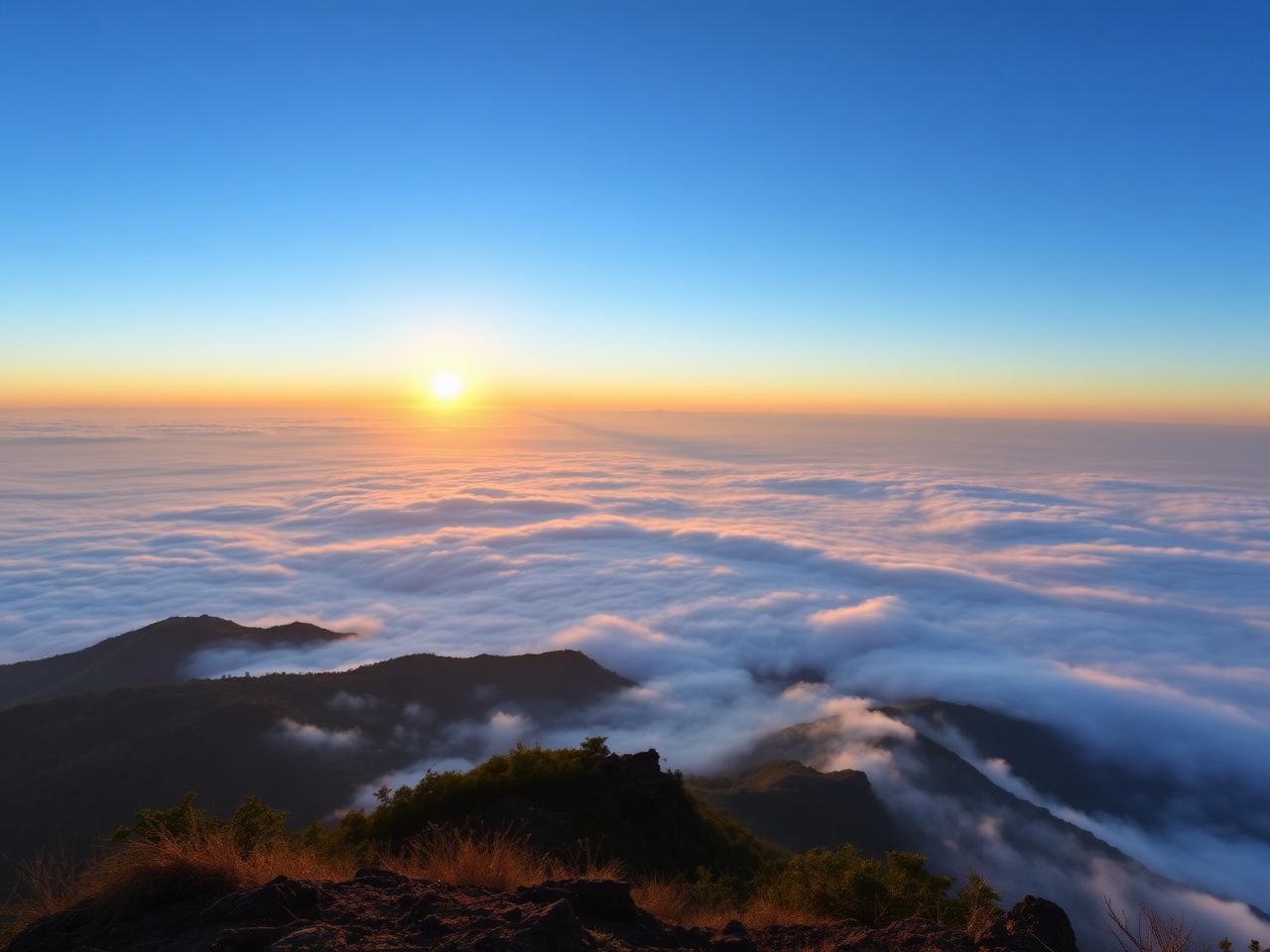 Sunrise above the clouds, Deomali
