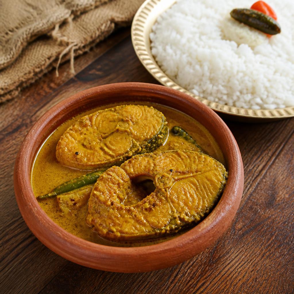 Macha besara — fish in mustard gravy