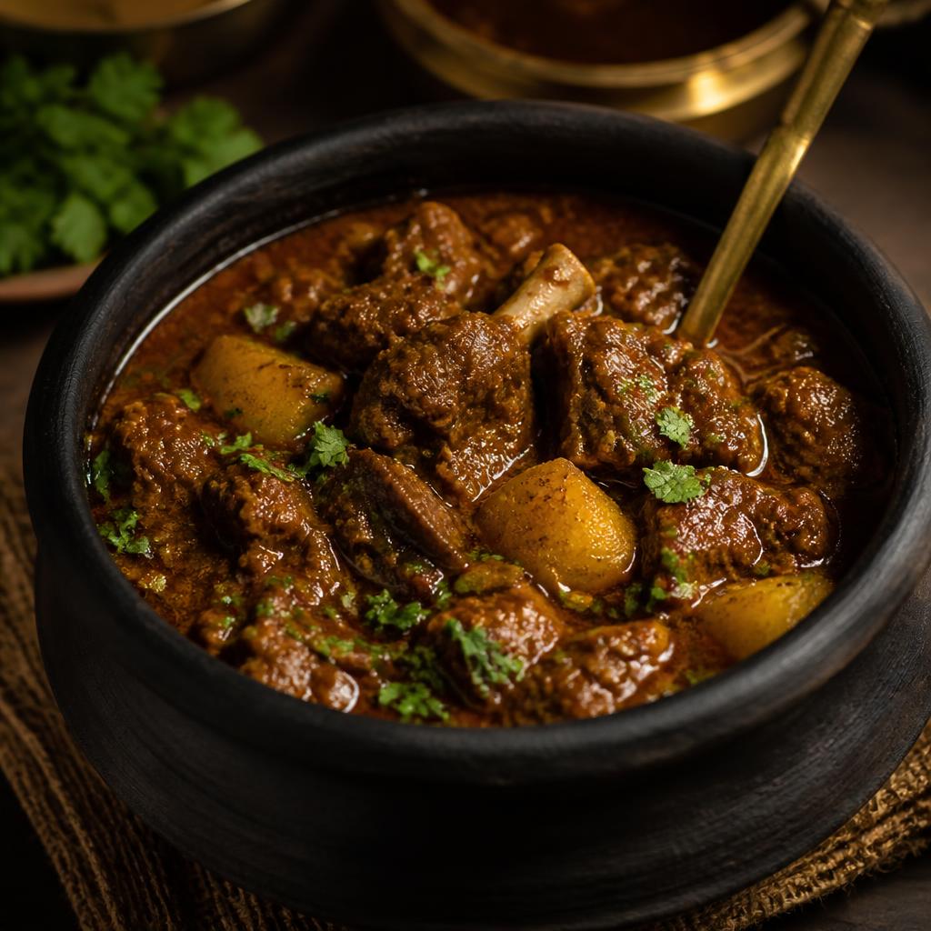 Mutton handi slow-cooked in clay