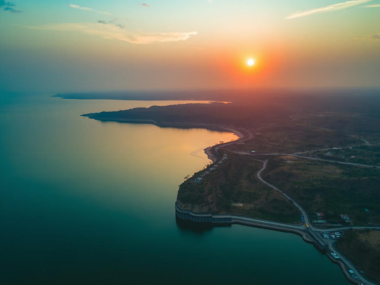 Hirakud reservoir at golden hour