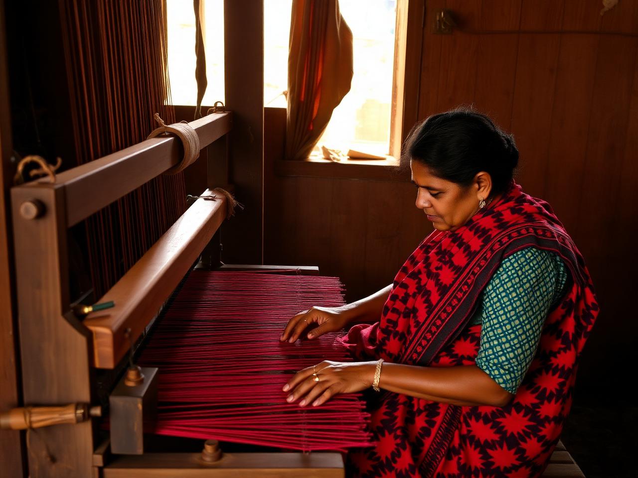 Sambalpuri ikat on the pit loom