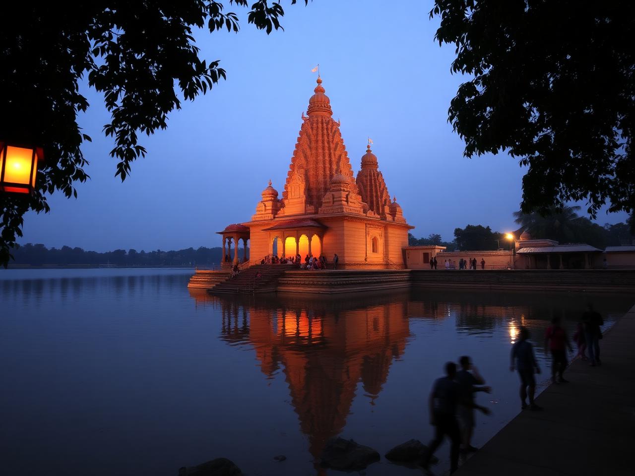 Bindusagar at dusk, temple town Bhubaneswar